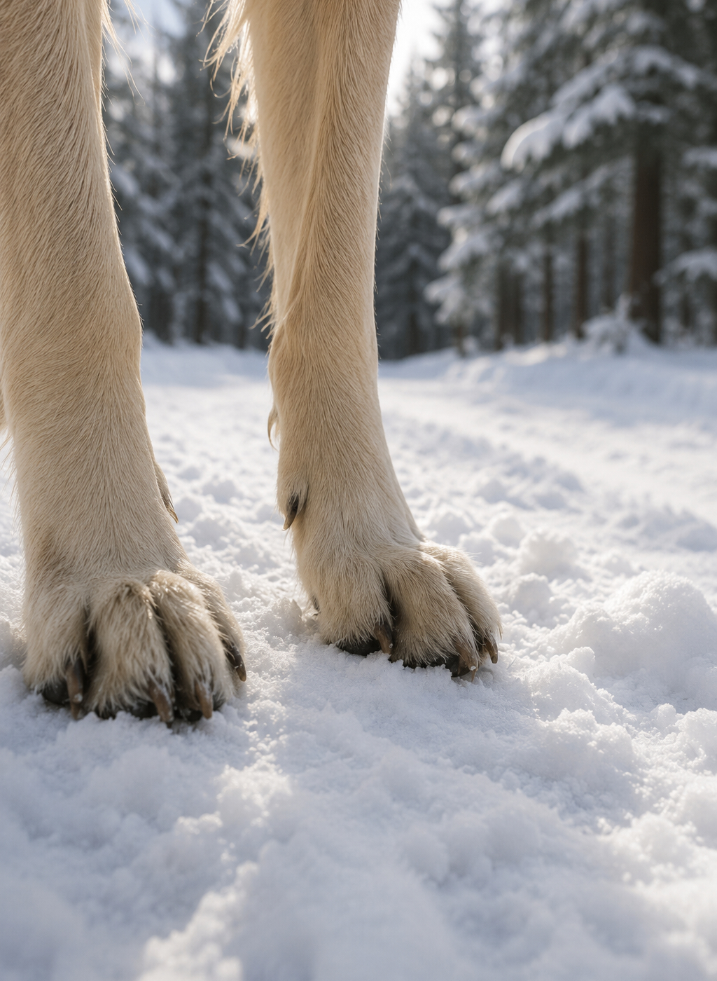 Hundepfoten bei Kälte und Schnee