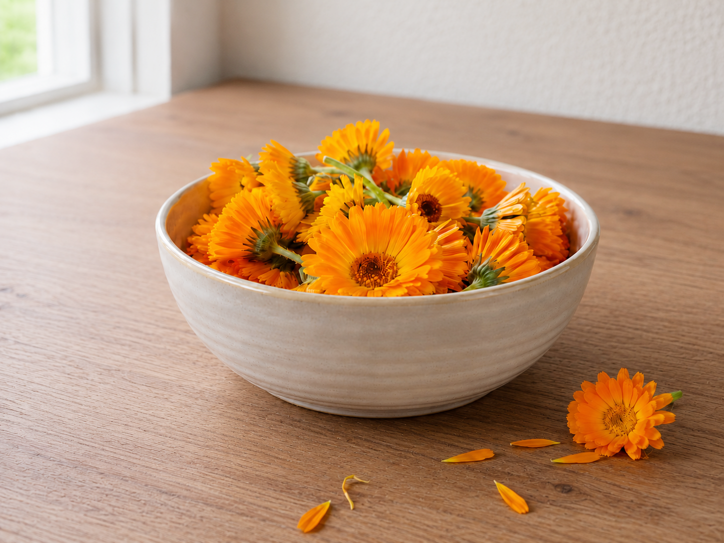 Calendulablüten in einer Schale